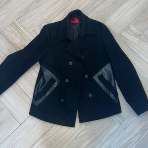 Hugo boss men’s coat with leather detailing